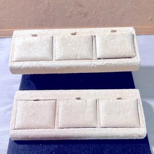 Set of (2) Vtg BATES Beige velvet/suede like Jewelry Display /NECKLACES